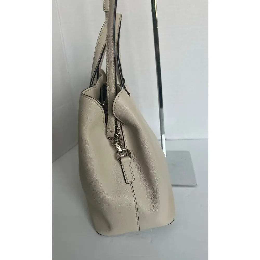 Kate Spade Saffiano Cream Leather Evangelie Laurel Way Satchel Crossbody Handbag
